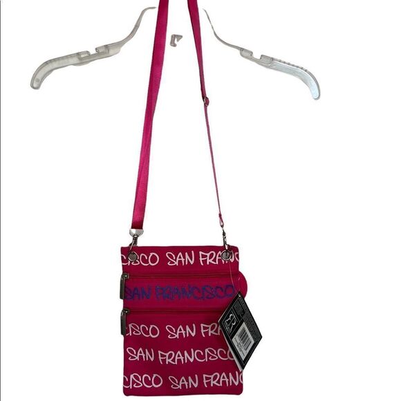 Robin Ruth Pink San Francisco Textile Adjustable Crossbody Bag - Picture 3 of 10